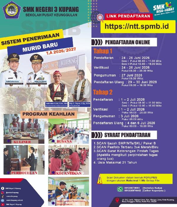 Foto Pengumuman SPMB SMKN 3 kupang tahun 2026