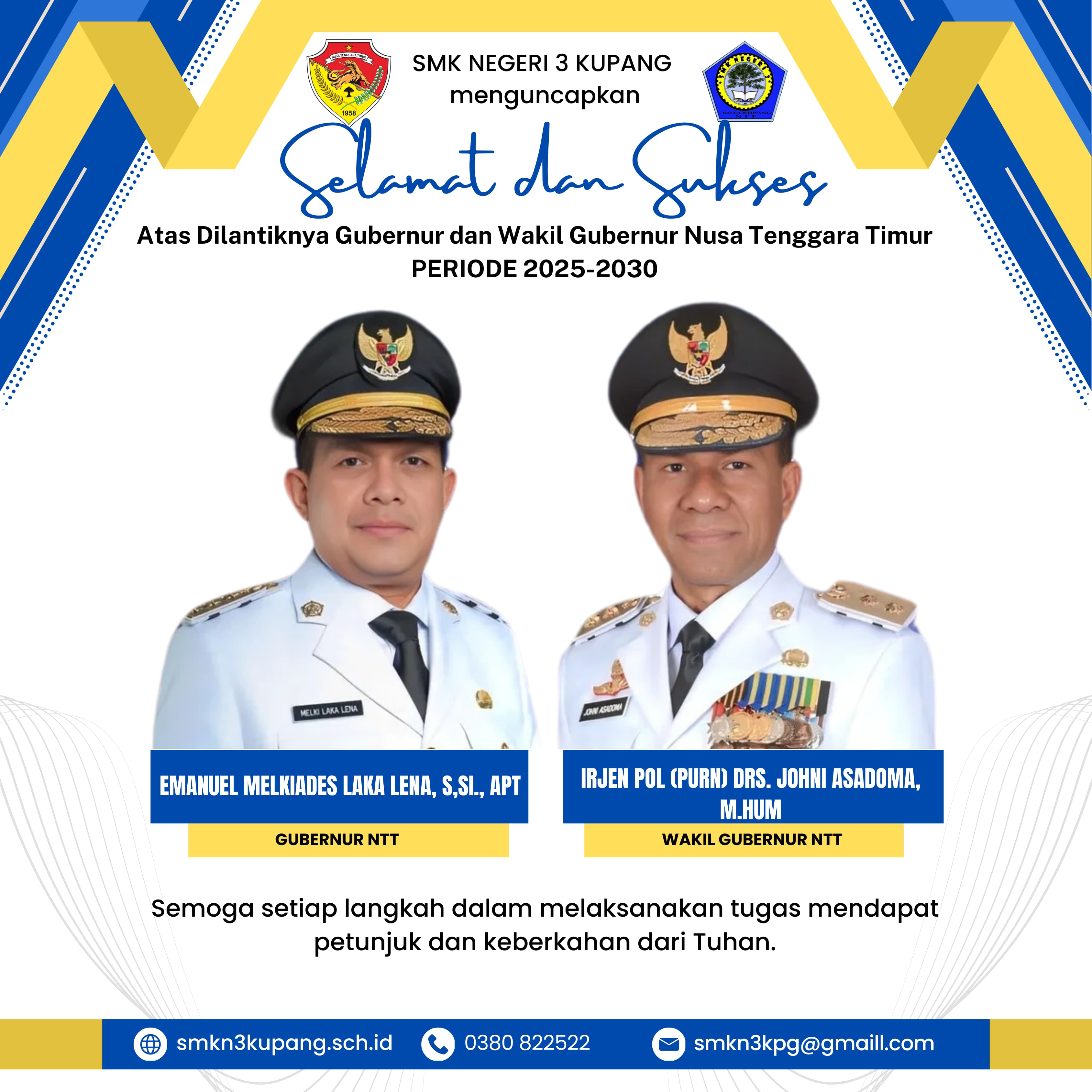 Selamat untuk Gubernur dan Wakil Gubernur NTT Periode 2025-2030
